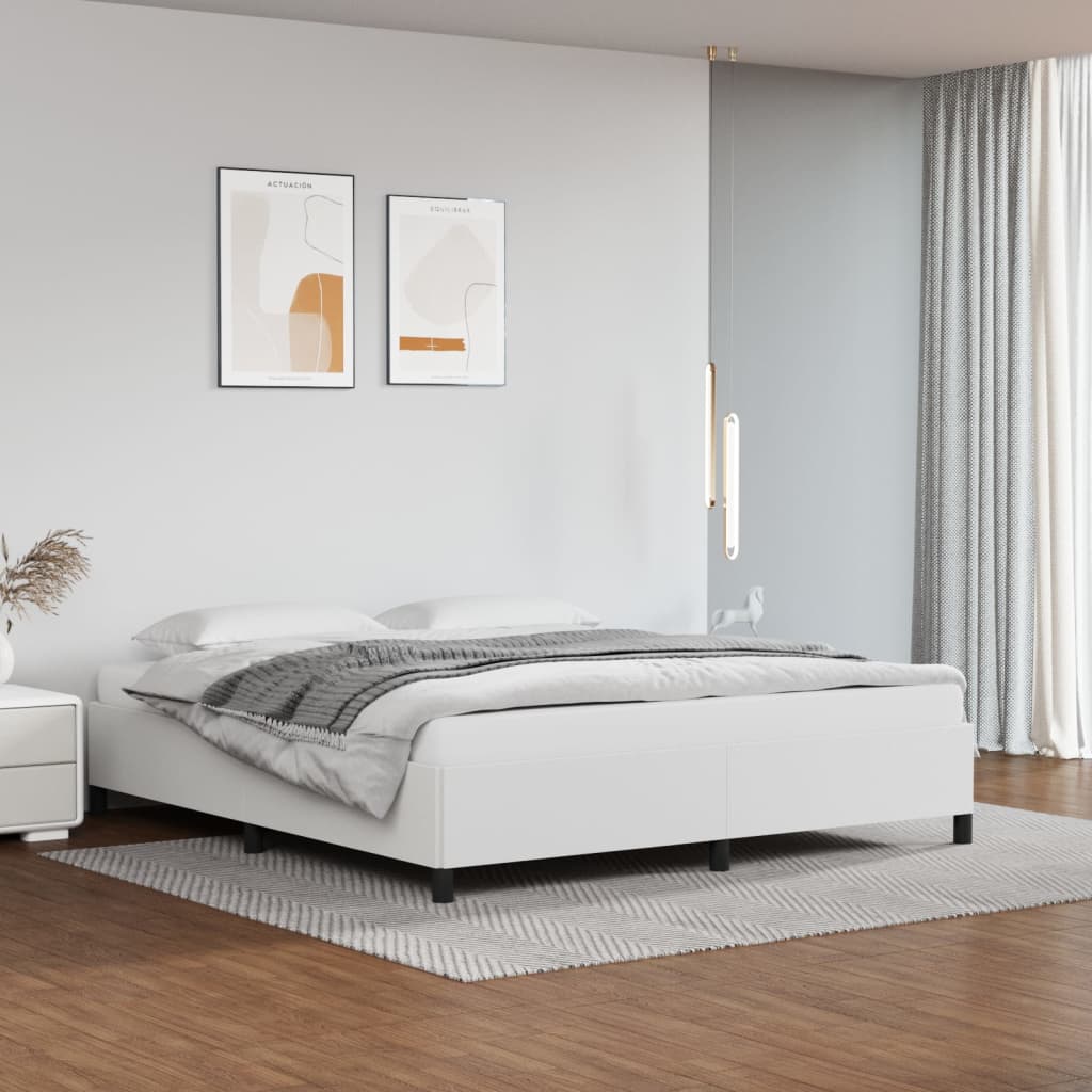 vidaXL Rama łóżka bez materaca, biała, 160x200 cm, sztuczna skóra