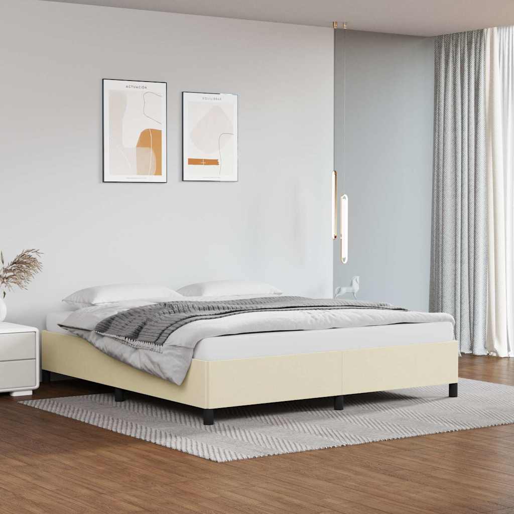 vidaXL Rama łóżka bez materaca, kremowe, 160x200 cm, sztuczna skóra