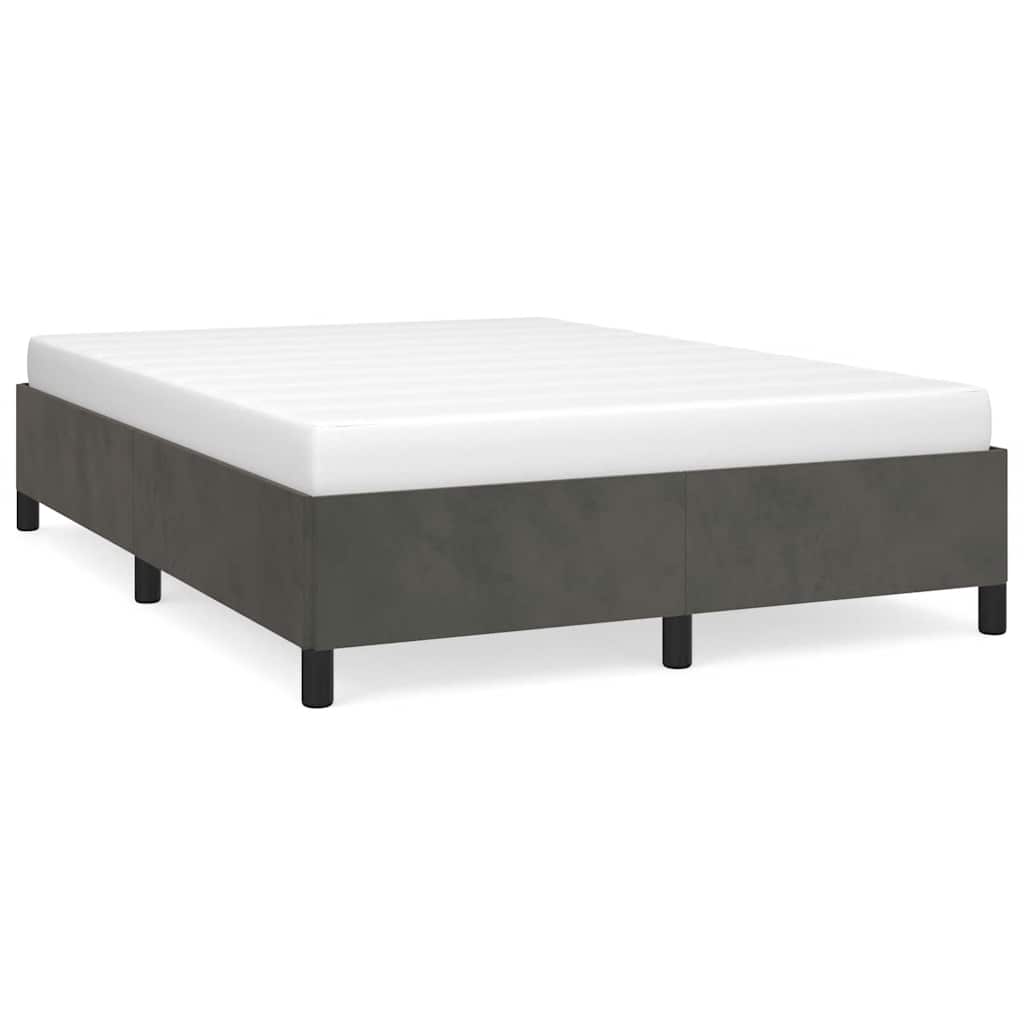 vidaXL Rama łóżka bez materaca Ciemnoszara 137x190 cm Aksamit