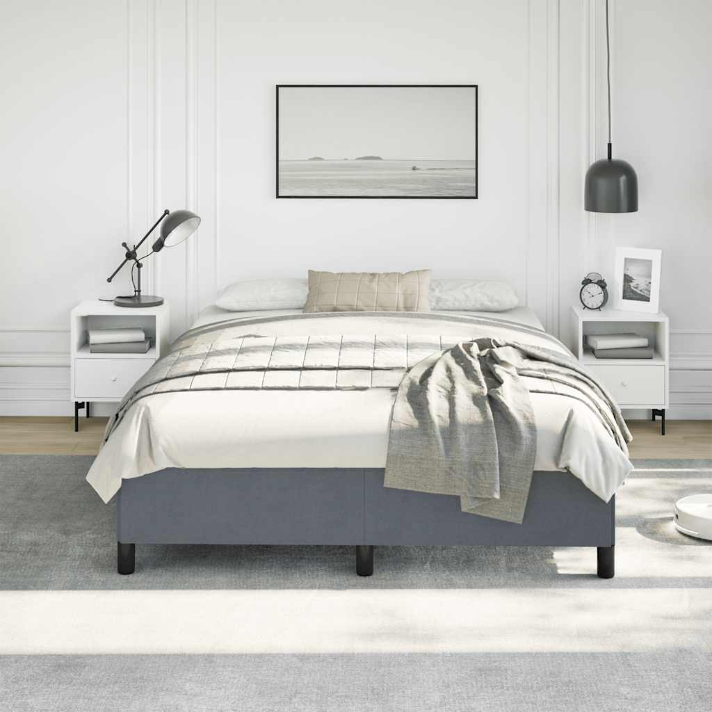 vidaXL Rama łóżka bez materaca Ciemnoszara 137x190 cm Aksamit
