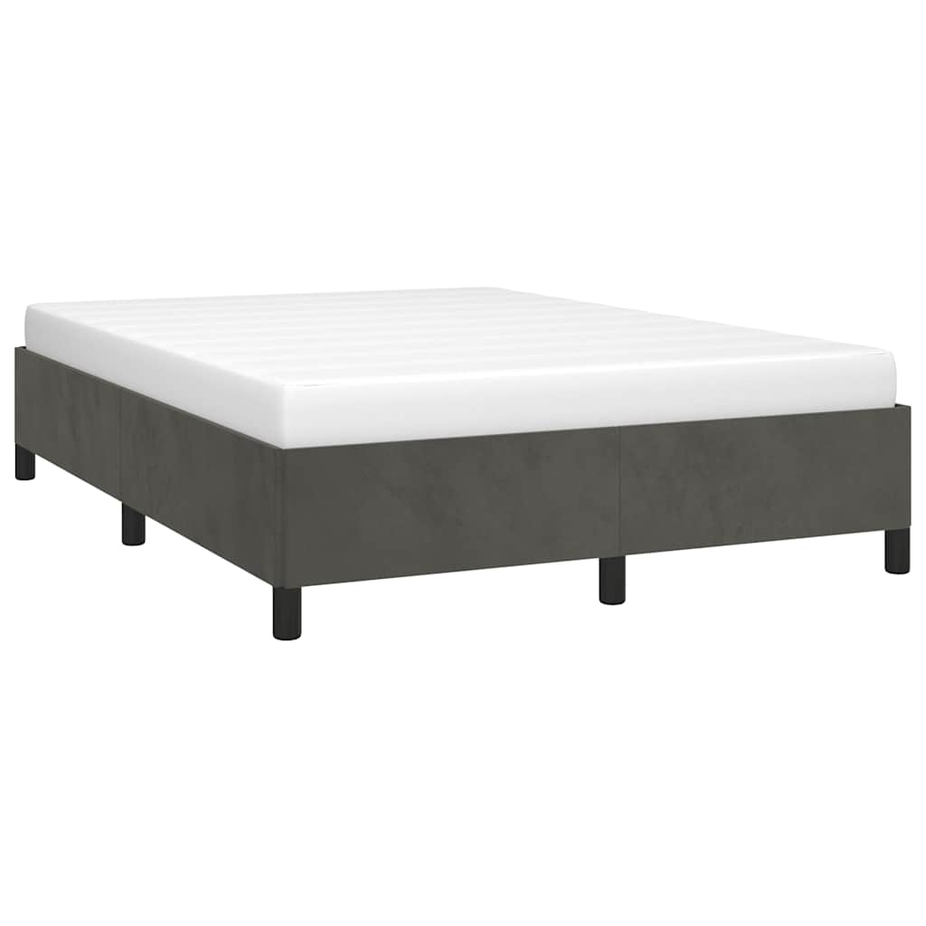vidaXL Rama łóżka bez materaca Ciemnoszara 137x190 cm Aksamit