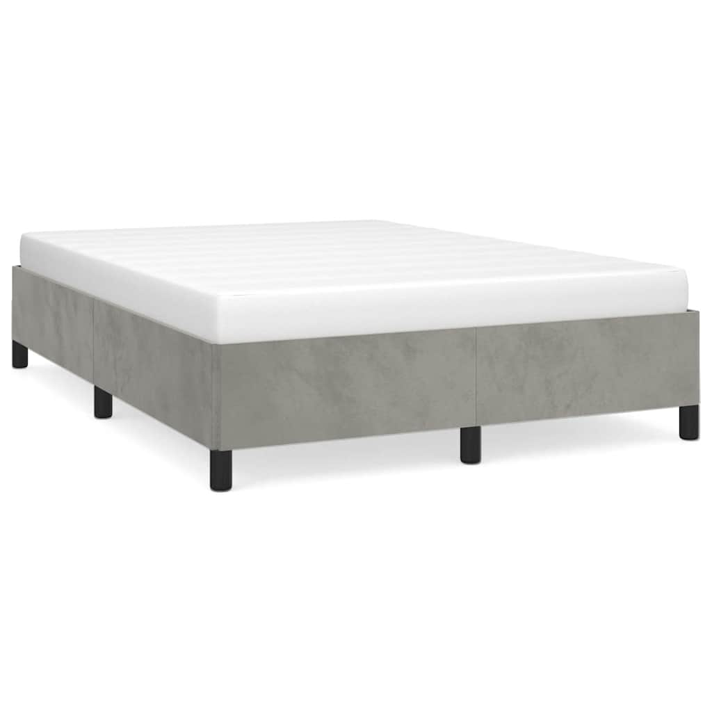 vidaXL Rama łóżka bez materaca Jasnoszara 152x203 cm Aksamit Queen