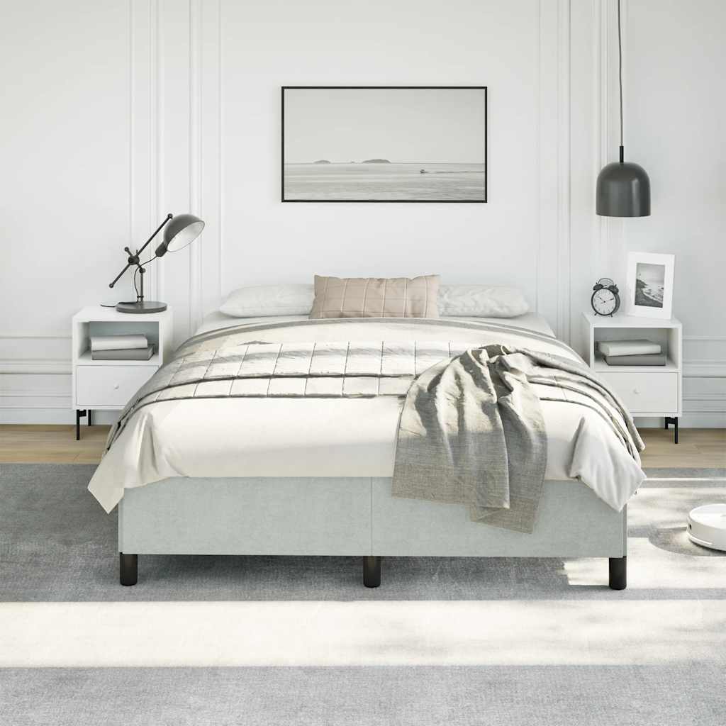 vidaXL Rama łóżka bez materaca Jasnoszara 152x203 cm Aksamit Queen
