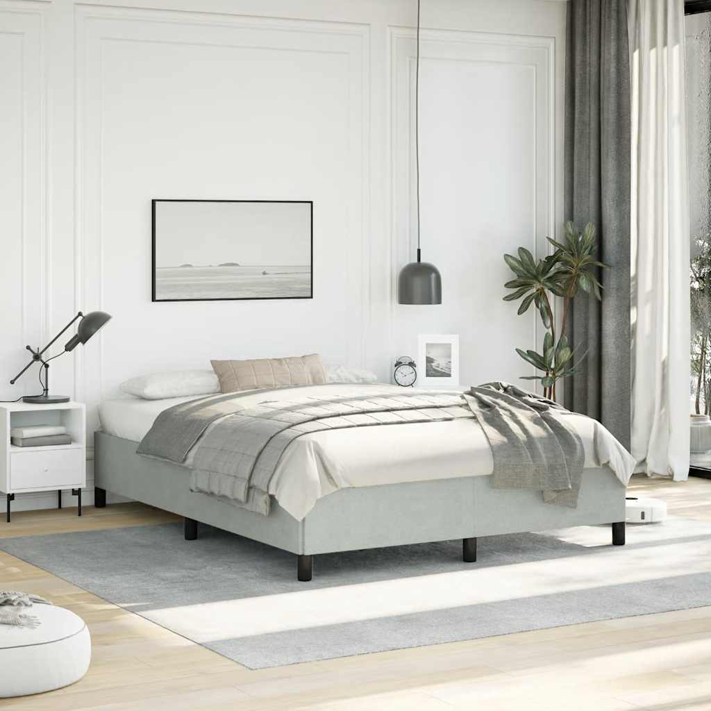 vidaXL Rama łóżka bez materaca Jasnoszara 152x203 cm Aksamit Queen