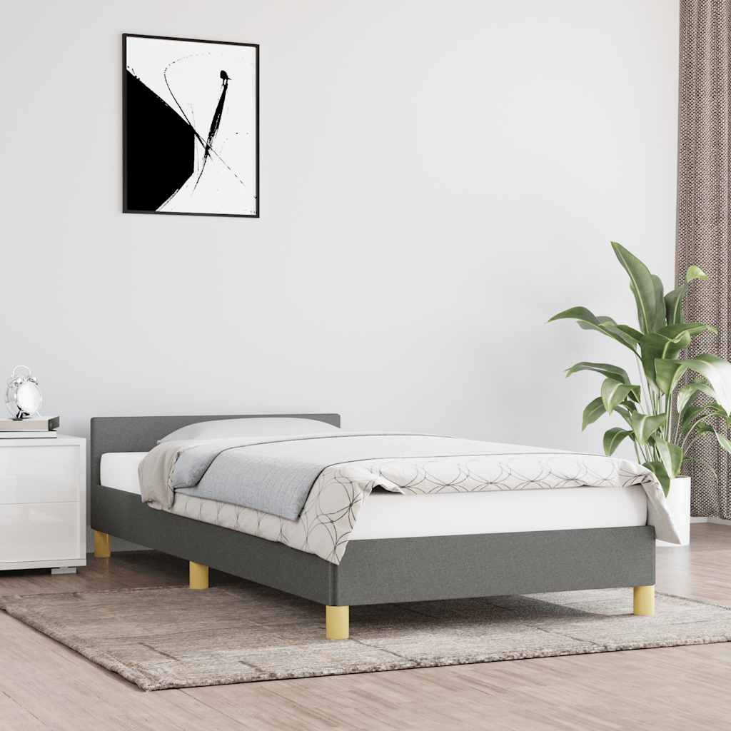 vidaXL Rama łóżka bez materaca, ciemnoszara, 80x200 cm, obita tkaniną