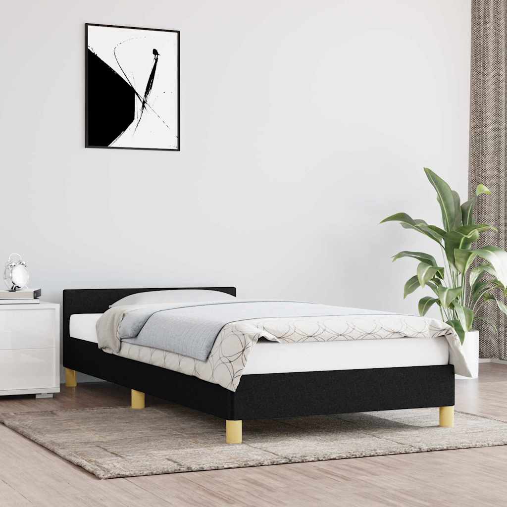 vidaXL Rama łóżka z zagłówkiem bez materaca, czarna, 80x200cm, tkaniną