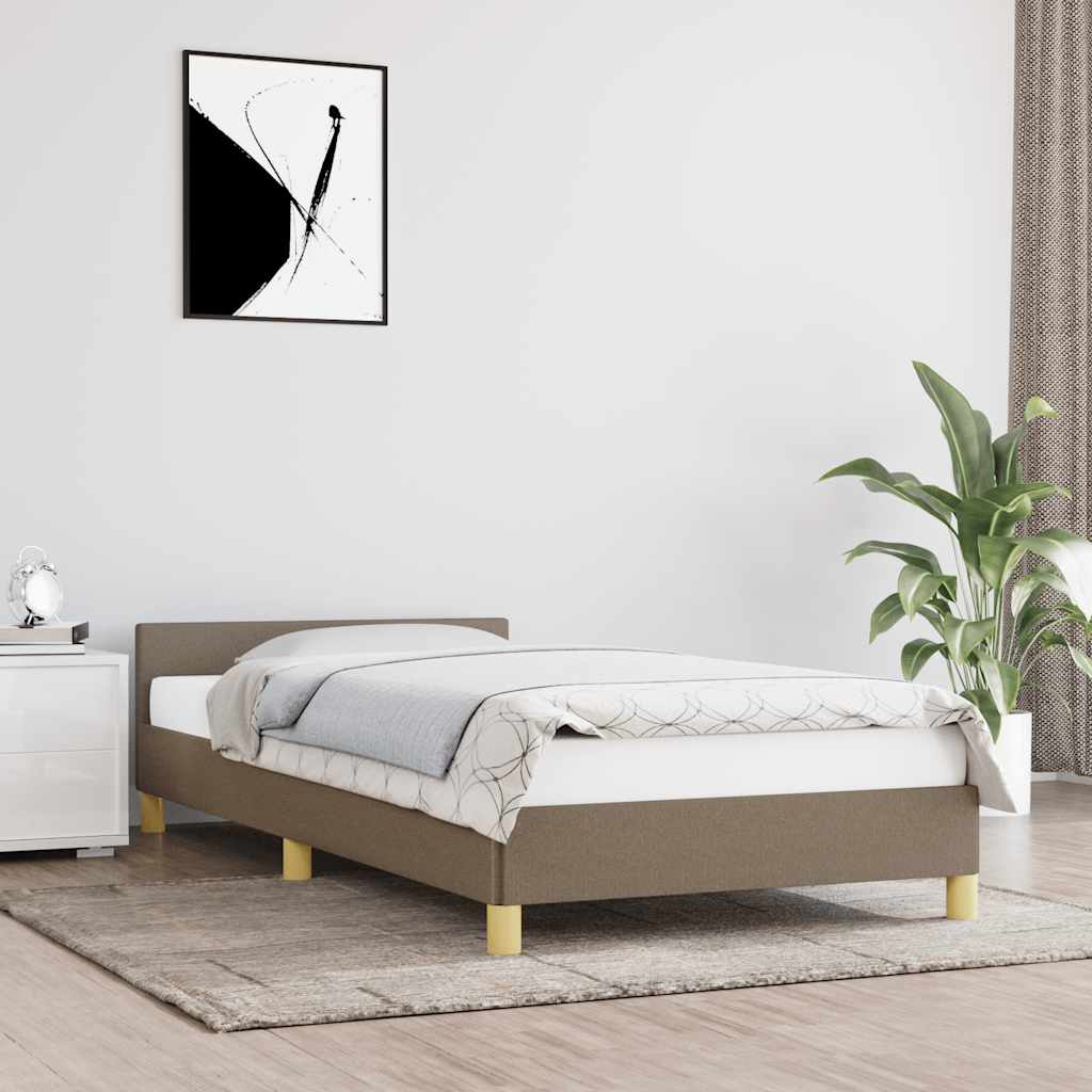 vidaXL Rama łóżka z zagłówkiem bez materaca, taupe, 80x200 cm, tkaniną