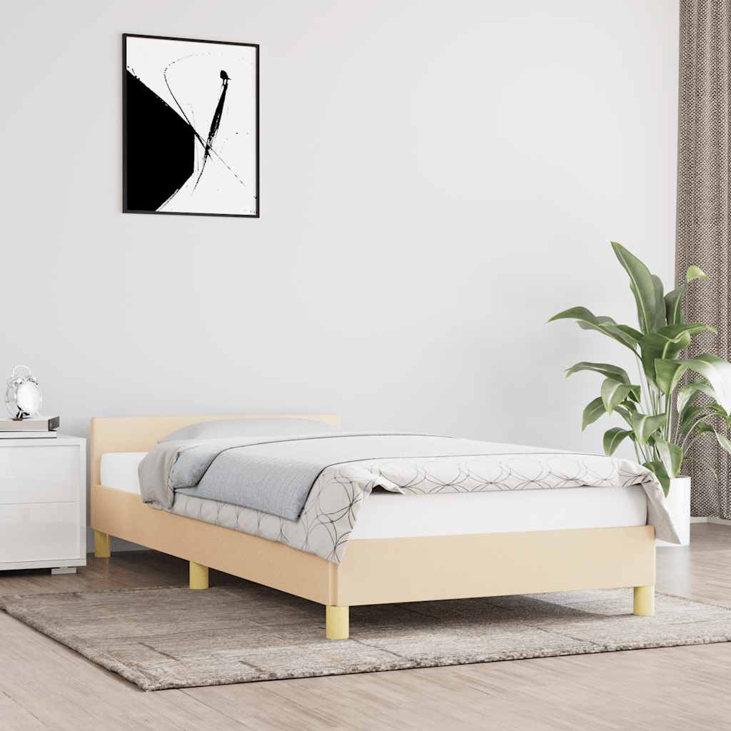 vidaXL Rama łóżka z zagłówkiem bez materaca, kremowa, 80x200cm tkaniną