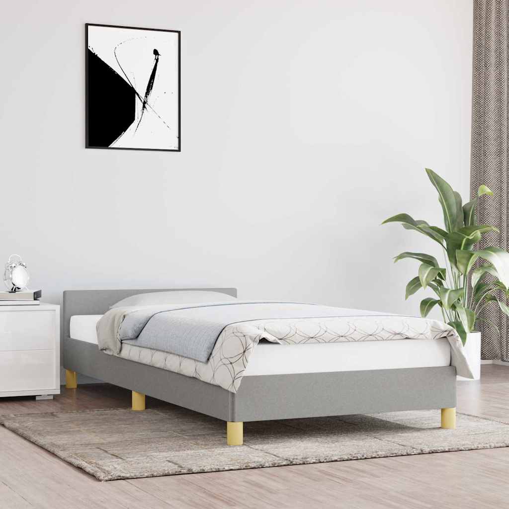 vidaXL Rama łóżka bez materaca, jasnoszare, 90x190 cm, obita tkaniną
