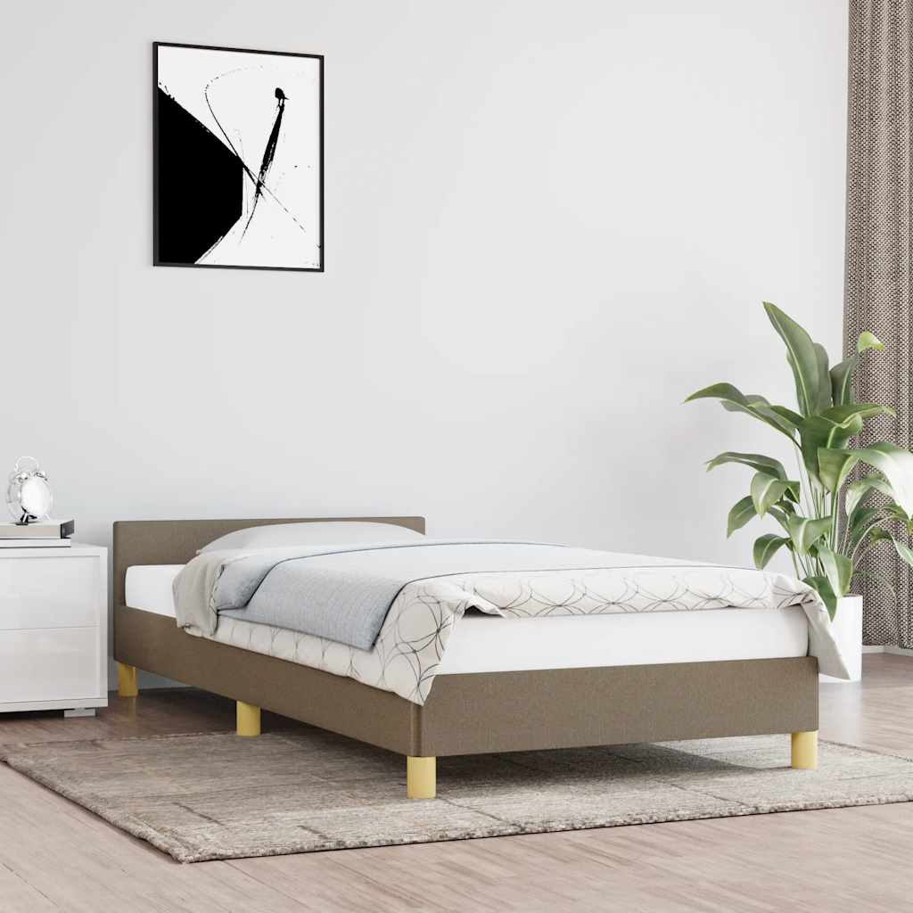 vidaXL Rama łóżka z zagłówkiem bez materaca, taupe, 90x190 cm, tkaniną