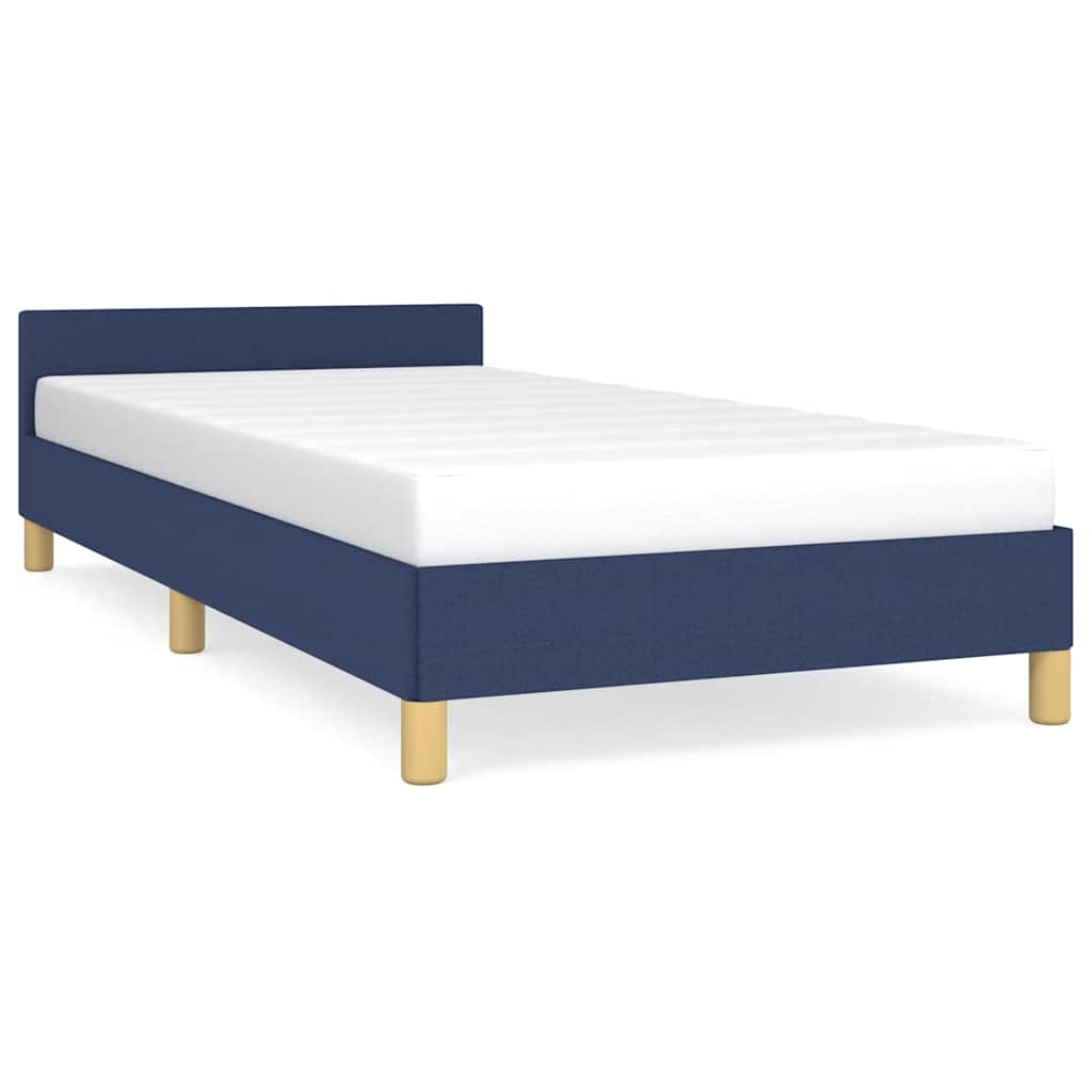 vidaXL Rama łóżka z zagłówkiem bez materaca niebieska 90x190cm tkaniną