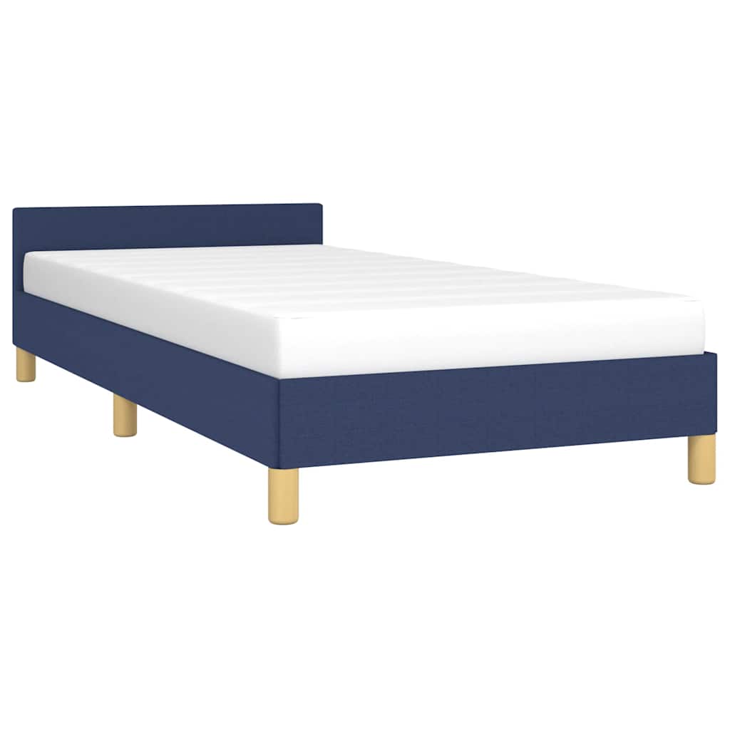 vidaXL Rama łóżka z zagłówkiem bez materaca niebieska 90x190cm tkaniną