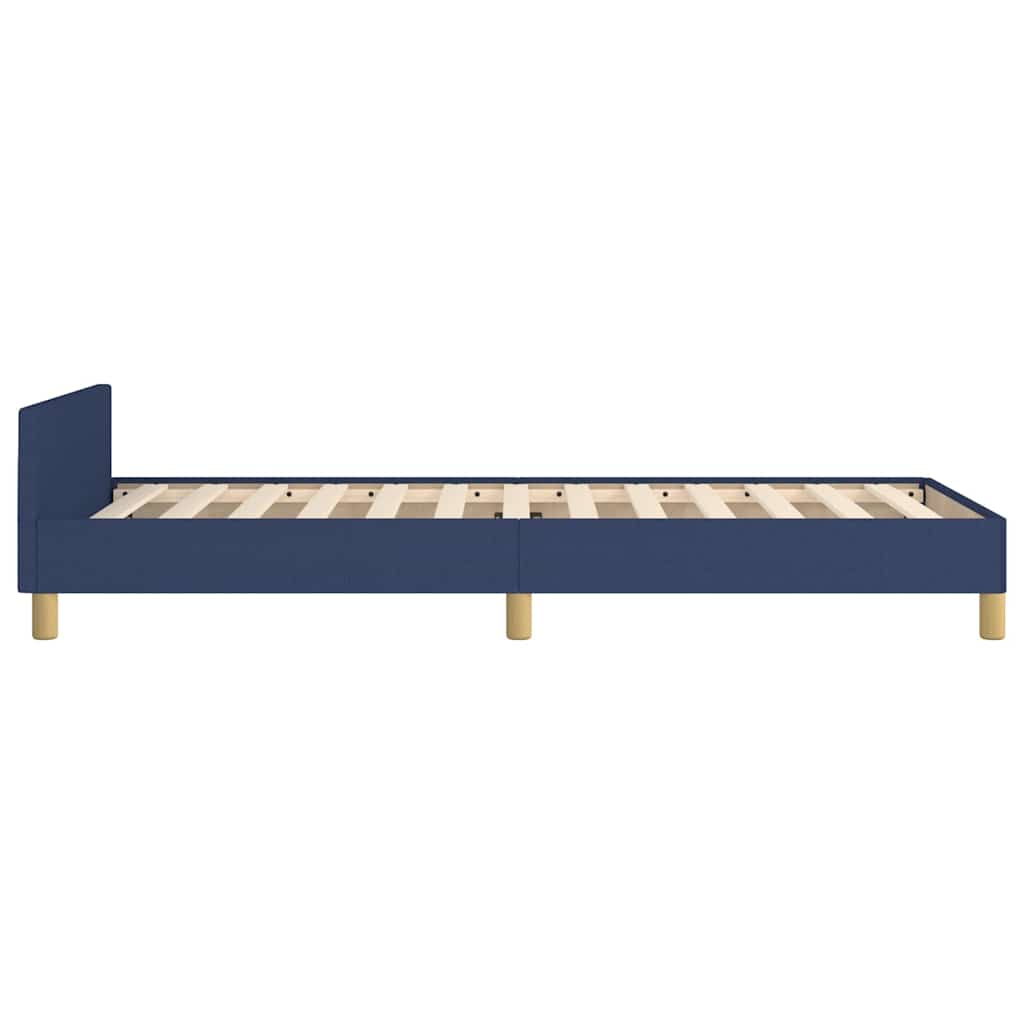 vidaXL Rama łóżka z zagłówkiem bez materaca niebieska 90x190cm tkaniną