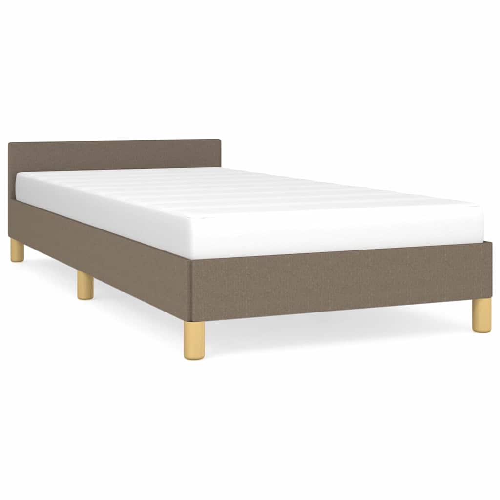 vidaXL Rama łóżka z zagłówkiem bez materaca, taupe, 90x200 cm, tkaniną