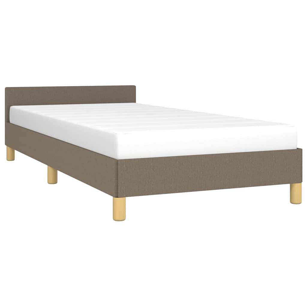 vidaXL Rama łóżka z zagłówkiem bez materaca, taupe, 90x200 cm, tkaniną