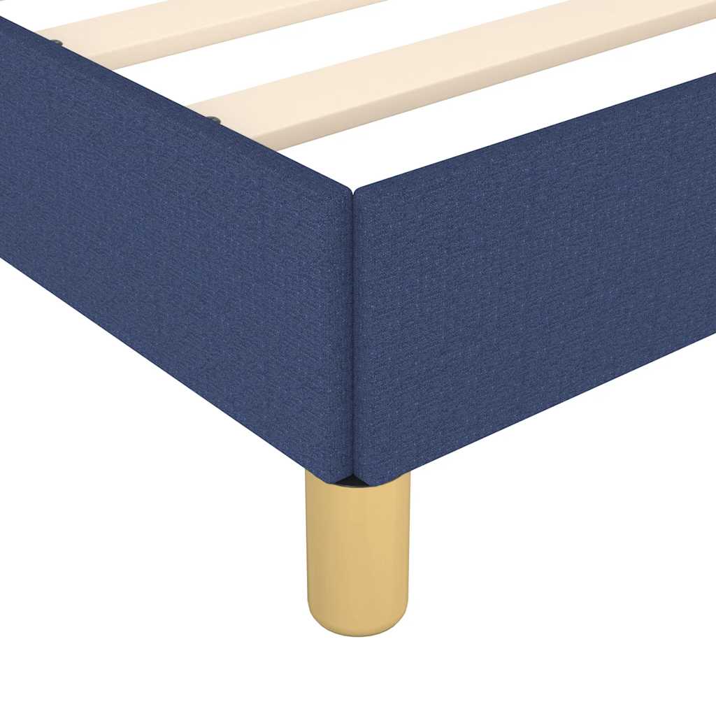vidaXL Rama łóżka z zagłówkiem bez materaca niebieska 90x200cm tkaniną