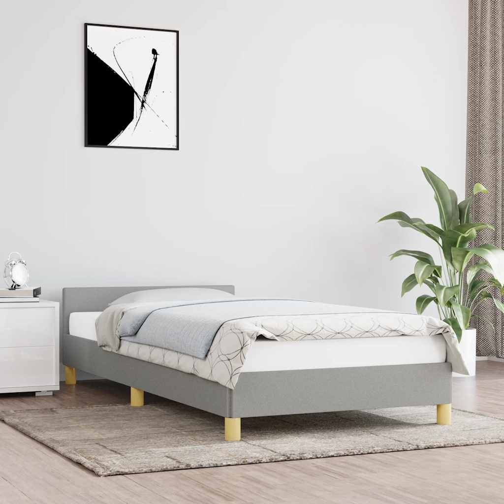 vidaXL Rama łóżka bez materaca, jasnoszara, 100x200 cm, obita tkaniną