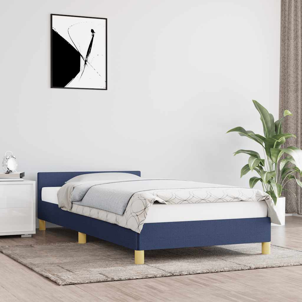 vidaXL Rama łóżka bez materaca, niebieska, 100x200 cm, obita tkaniną