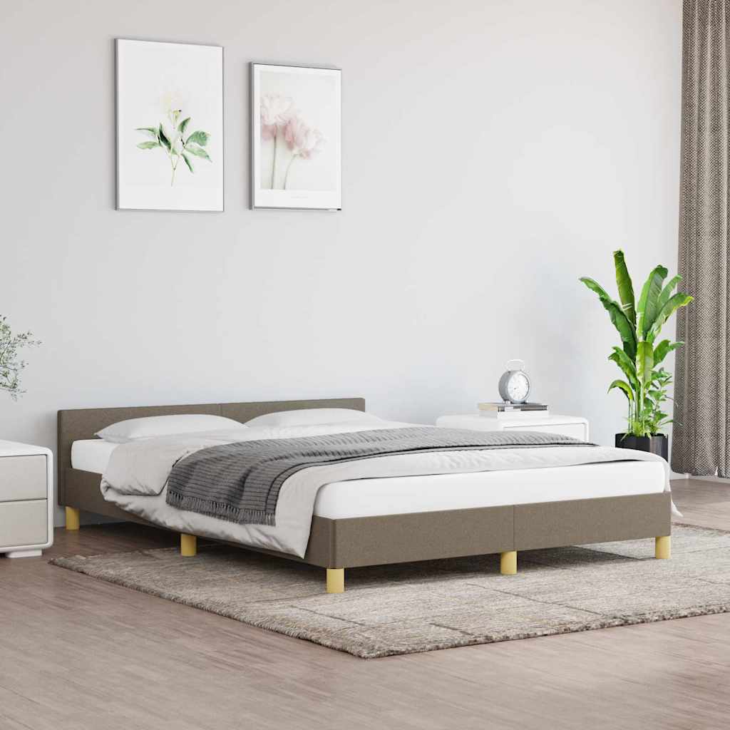 vidaXL Rama łóżka bez materaca, taupe, 140x200 cm, obita tkaniną