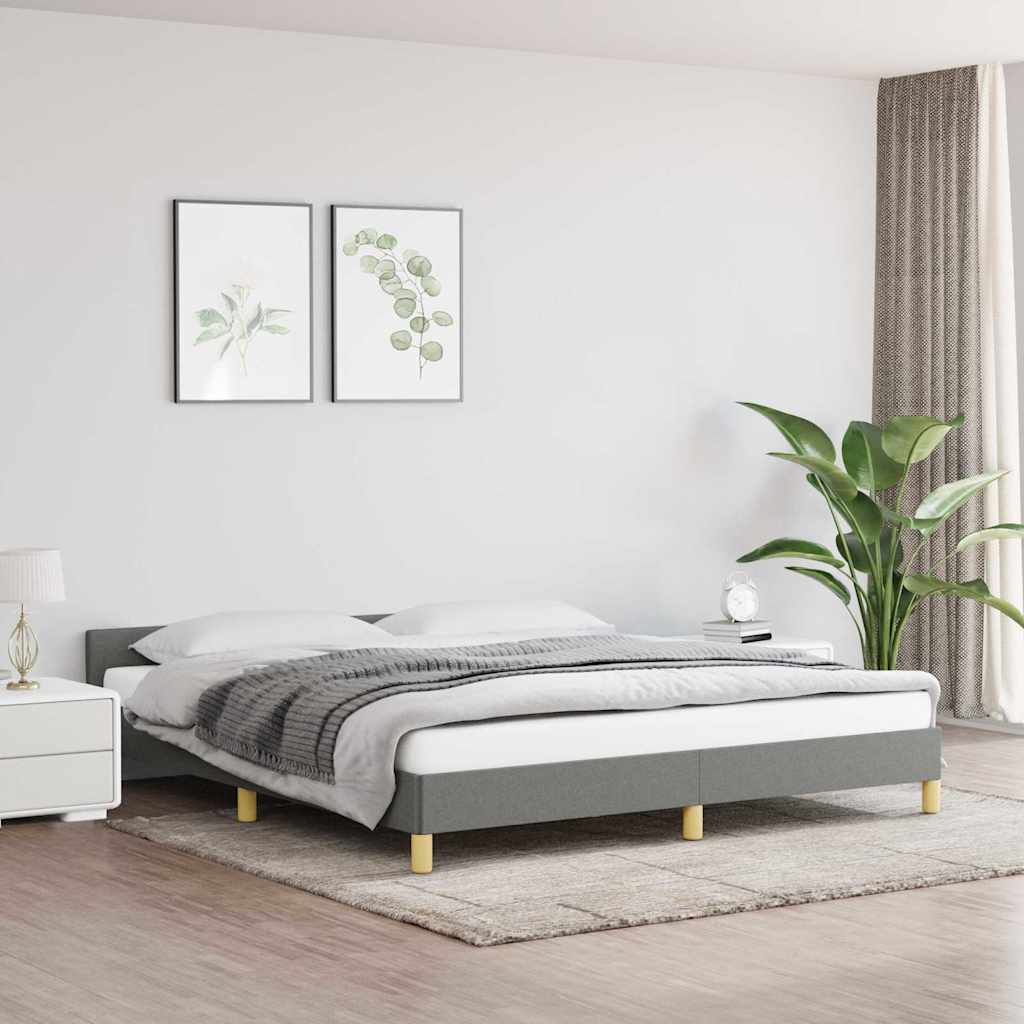 vidaXL Rama łóżka bez materaca, ciemnoszara, 160x200 cm, obita tkaniną