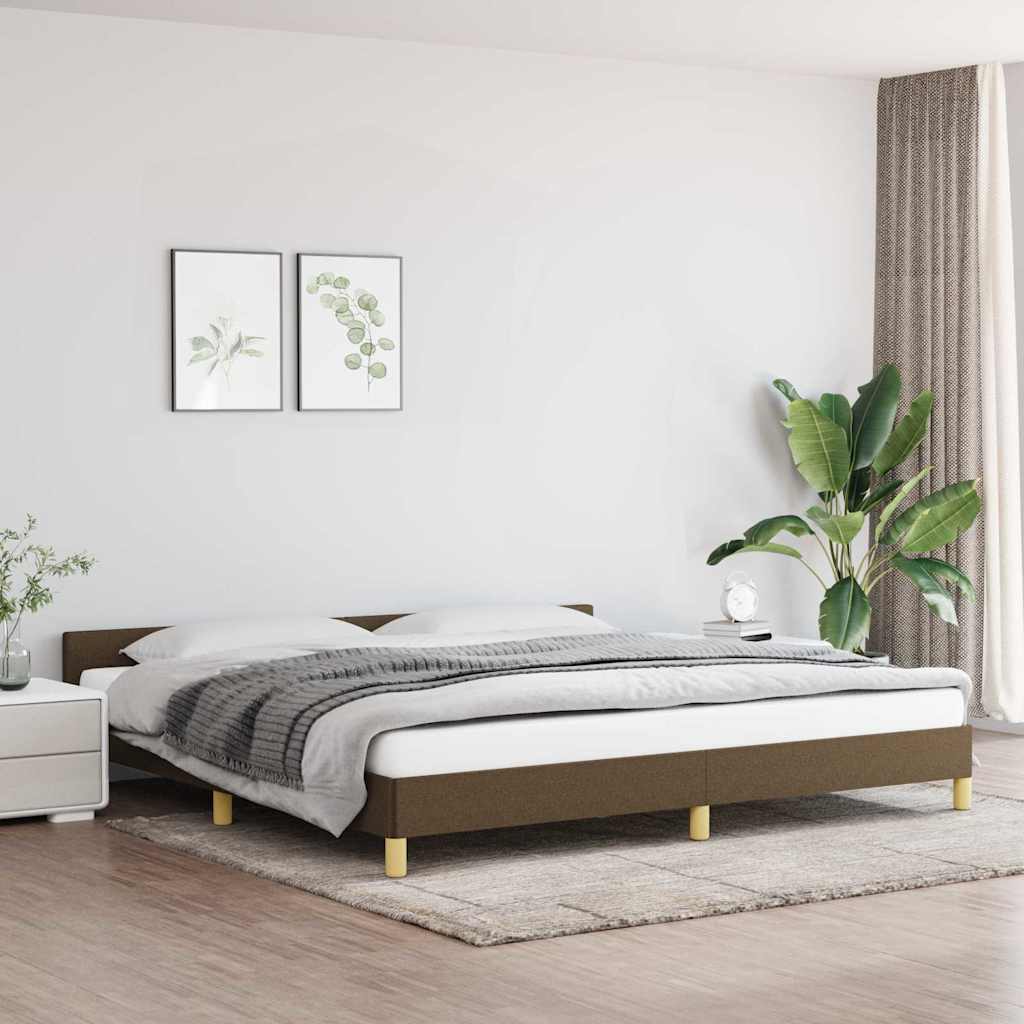 vidaXL Rama łóżka bez materaca, ciemnobrązowa, 200x200 cm, tkanina
