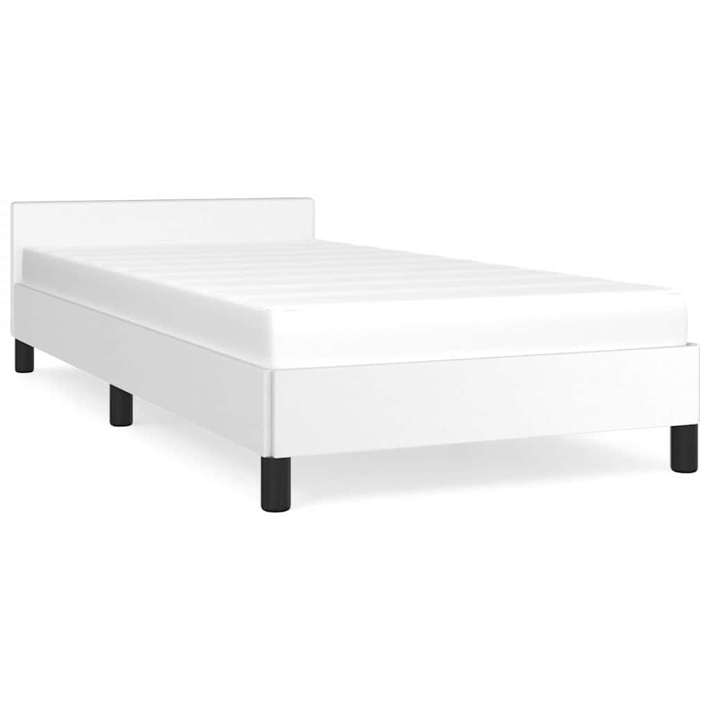vidaXL Rama łóżka z zagłówkiem bez materaca, biała, 90x200 cm