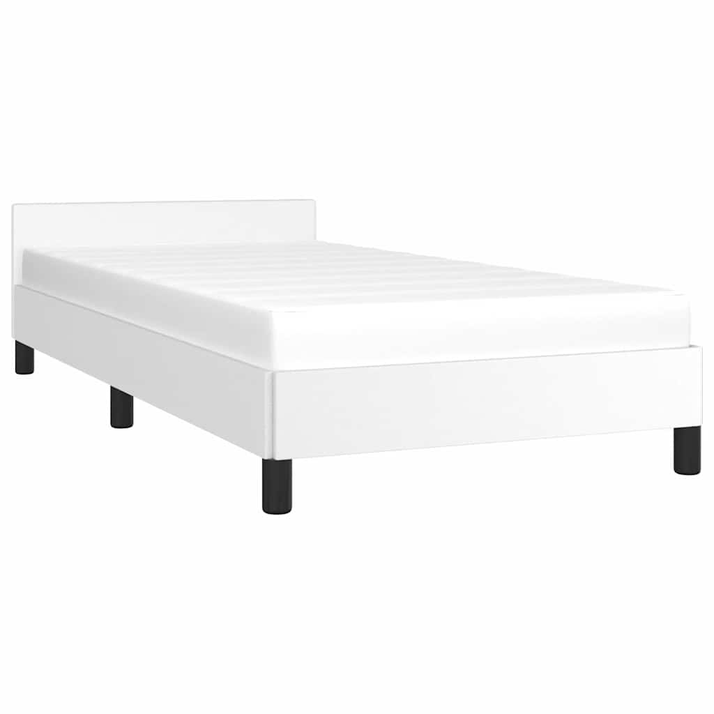 vidaXL Rama łóżka z zagłówkiem bez materaca, biała, 90x200 cm