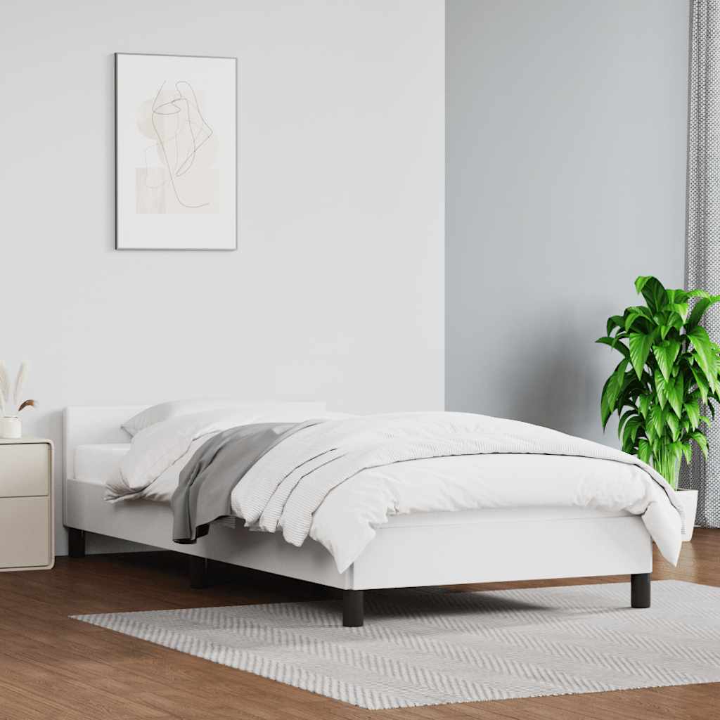 vidaXL Rama łóżka z zagłówkiem bez materaca, biała, 90x200 cm