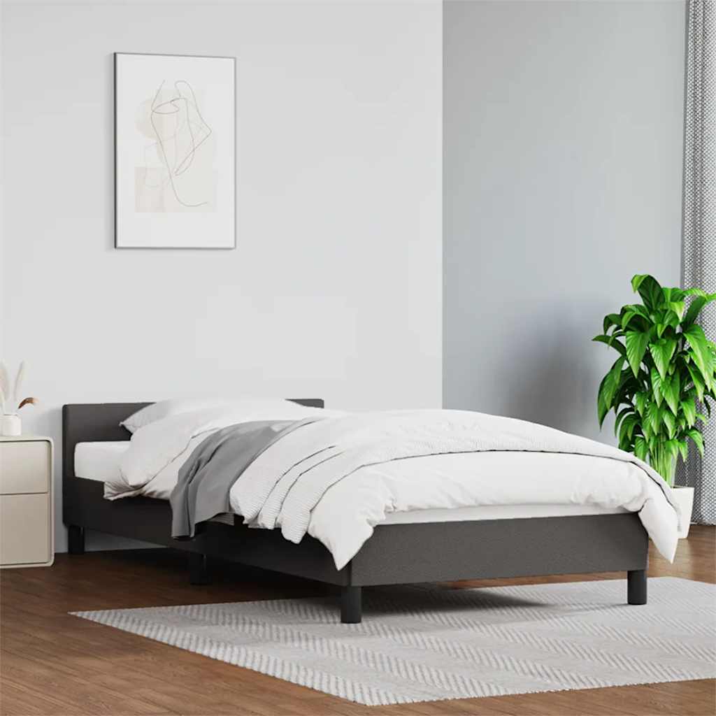vidaXL Rama łóżka z zagłówkiem bez materaca, szara, 90x200 cm
