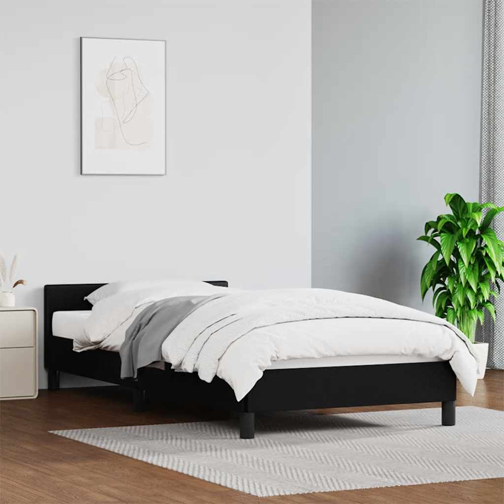 vidaXL Rama łóżka z zagłówkiem bez materaca, czarna, 100x200 cm