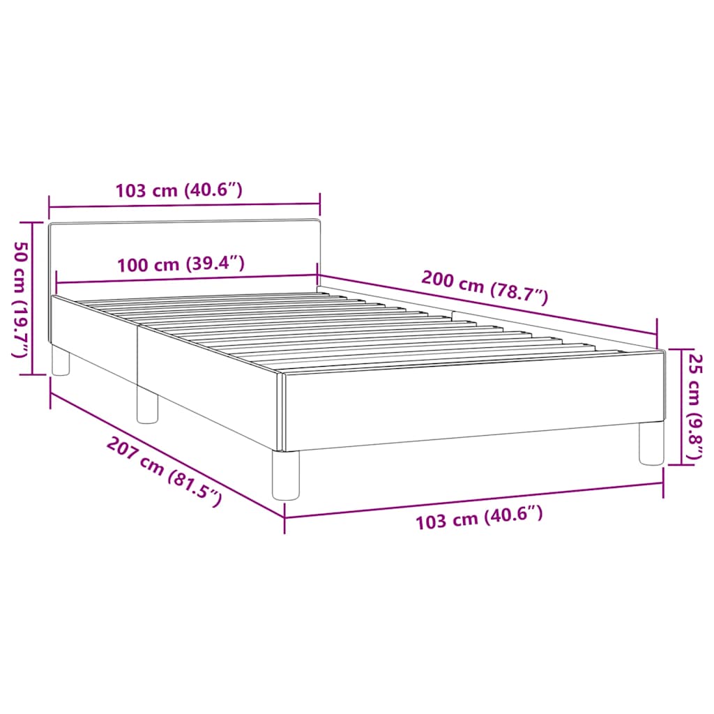 vidaXL Rama łóżka z zagłówkiem bez materaca, kremowa, 100x200 cm