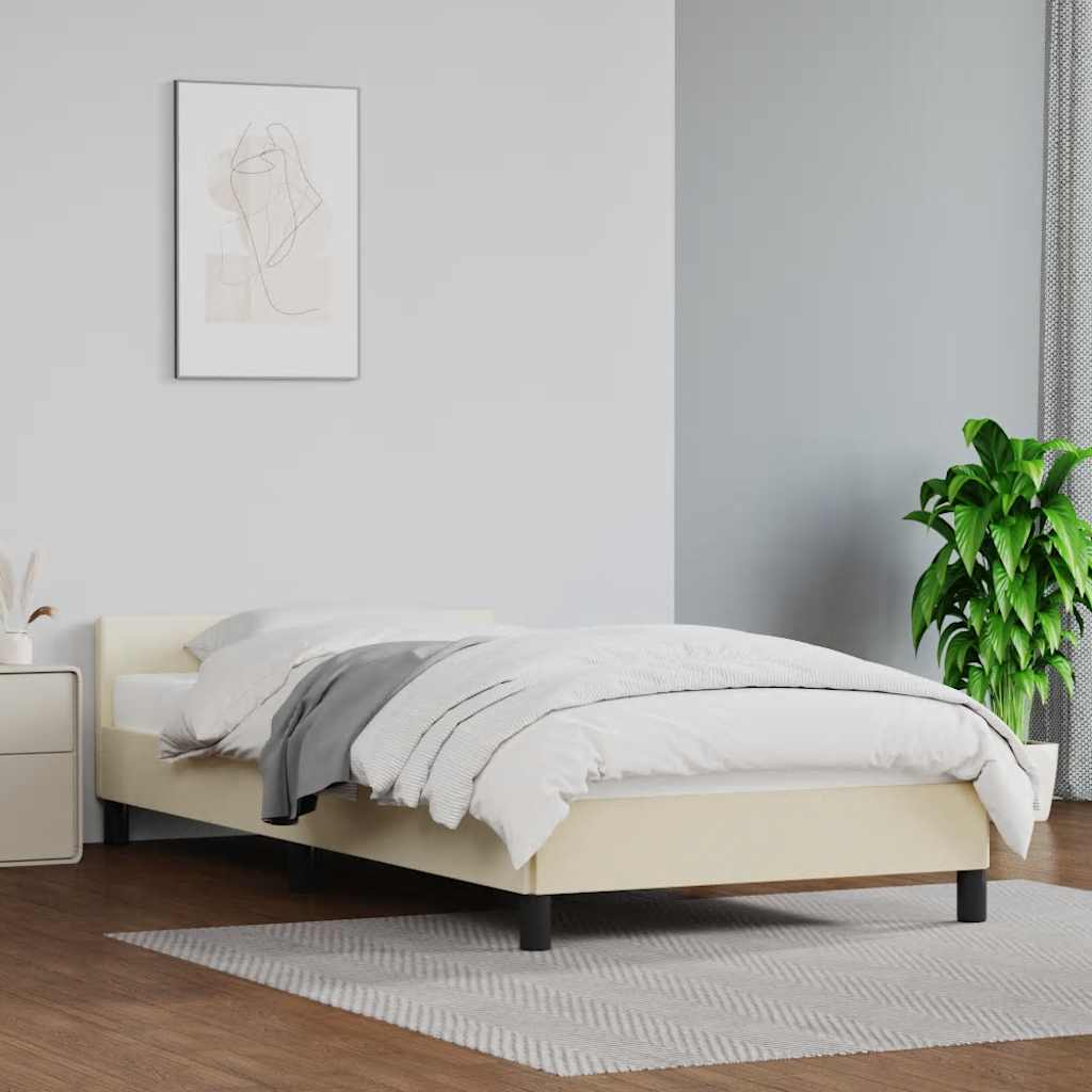 vidaXL Rama łóżka z zagłówkiem bez materaca, kremowa, 100x200 cm