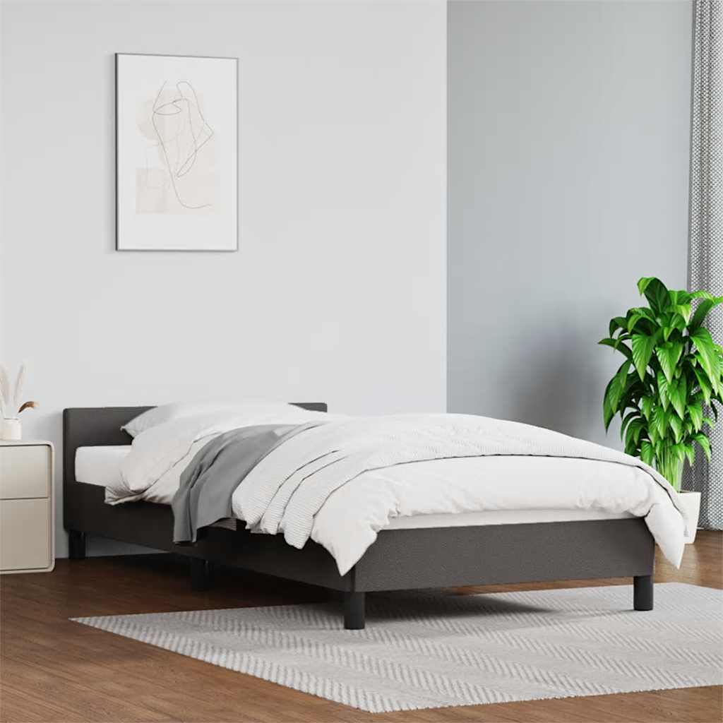 vidaXL Rama łóżka z zagłówkiem bez materaca, szara, 100x200 cm
