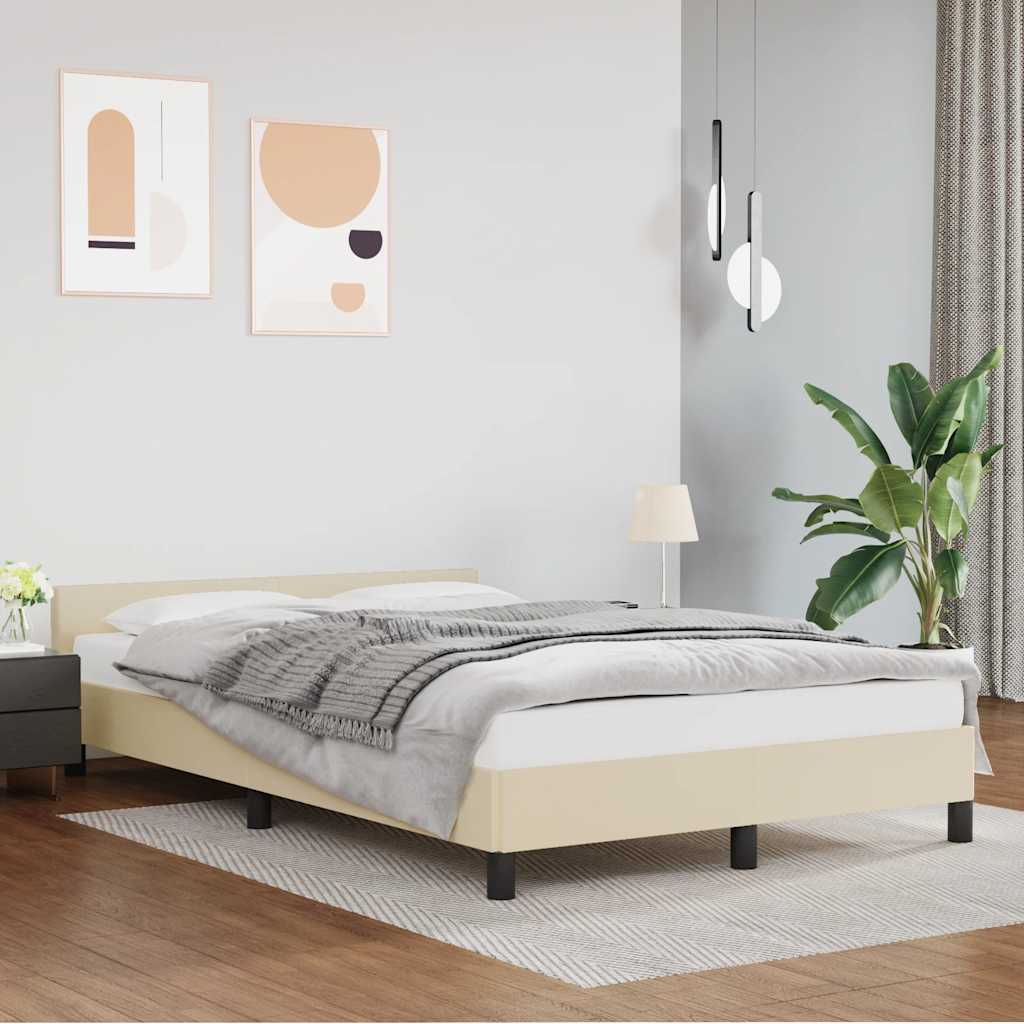 vidaXL Rama łóżka z zagłówkiem bez materaca, kremowa, 120x200 cm