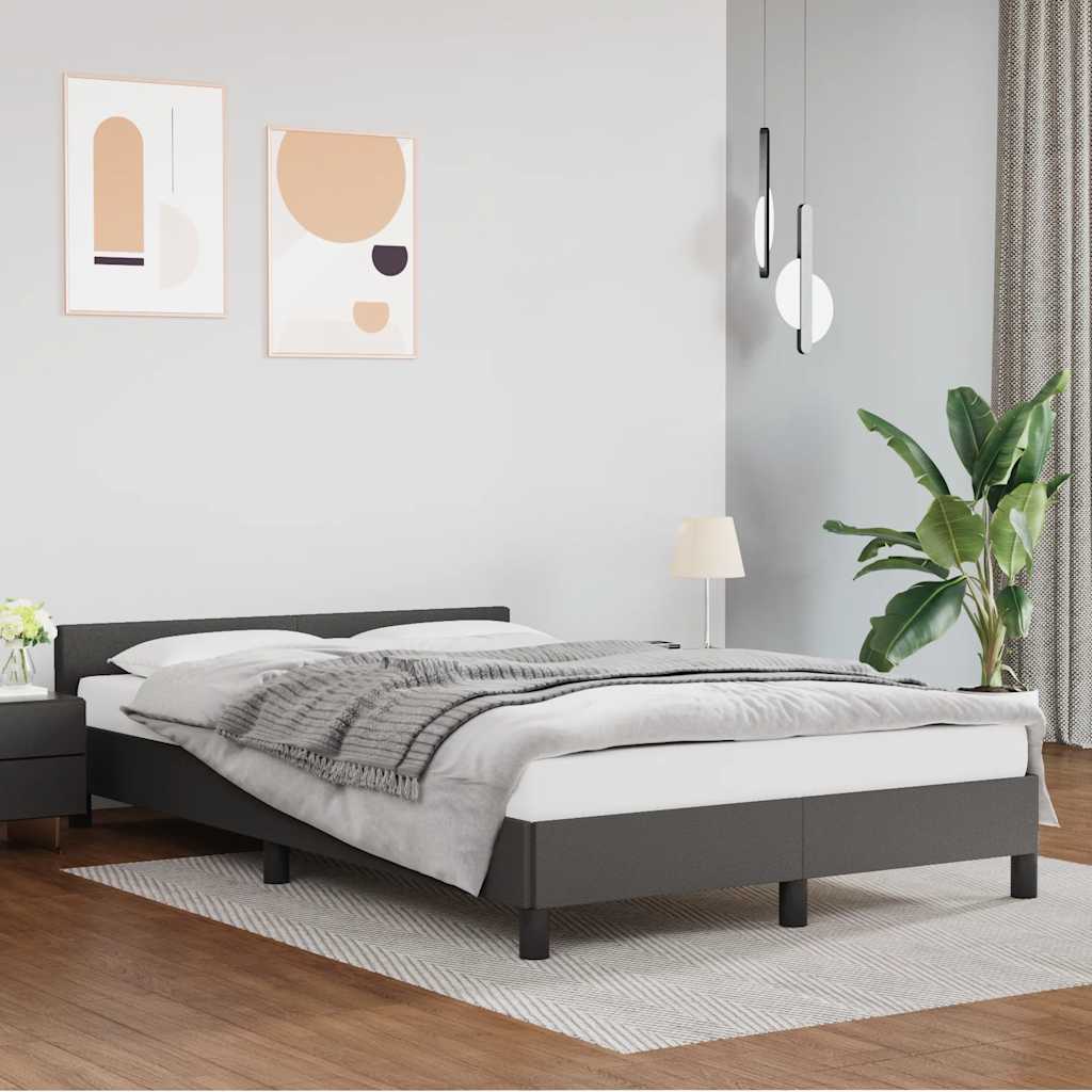 vidaXL Rama łóżka z zagłówkiem bez materaca, szara, 120x200 cm