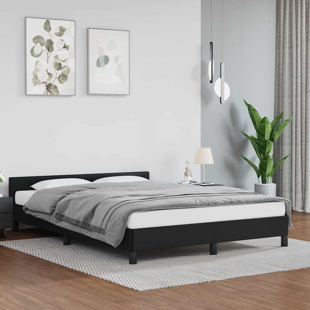 vidaXL Rama łóżka z zagłówkiem bez materaca, czarna, 140x190 cm