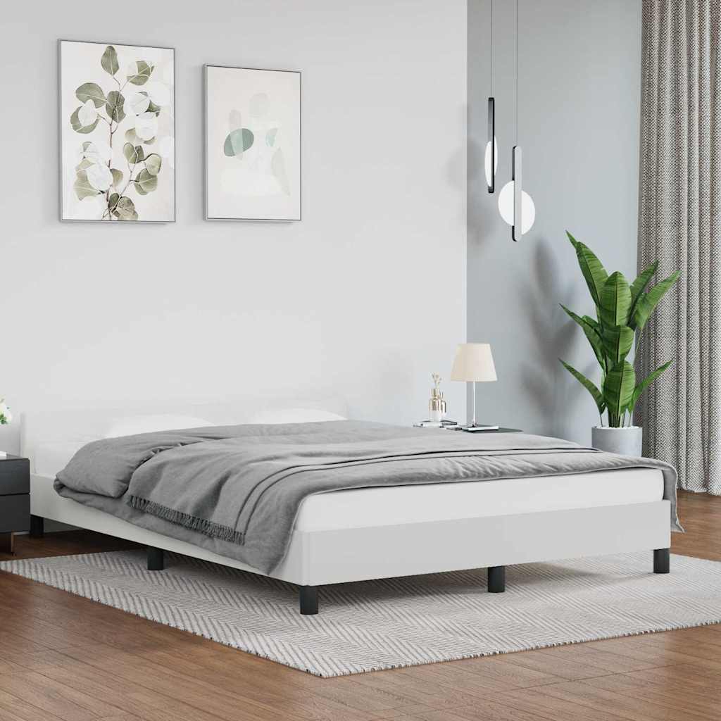 vidaXL Rama łóżka z zagłówkiem bez materaca, biała, 140x190 cm