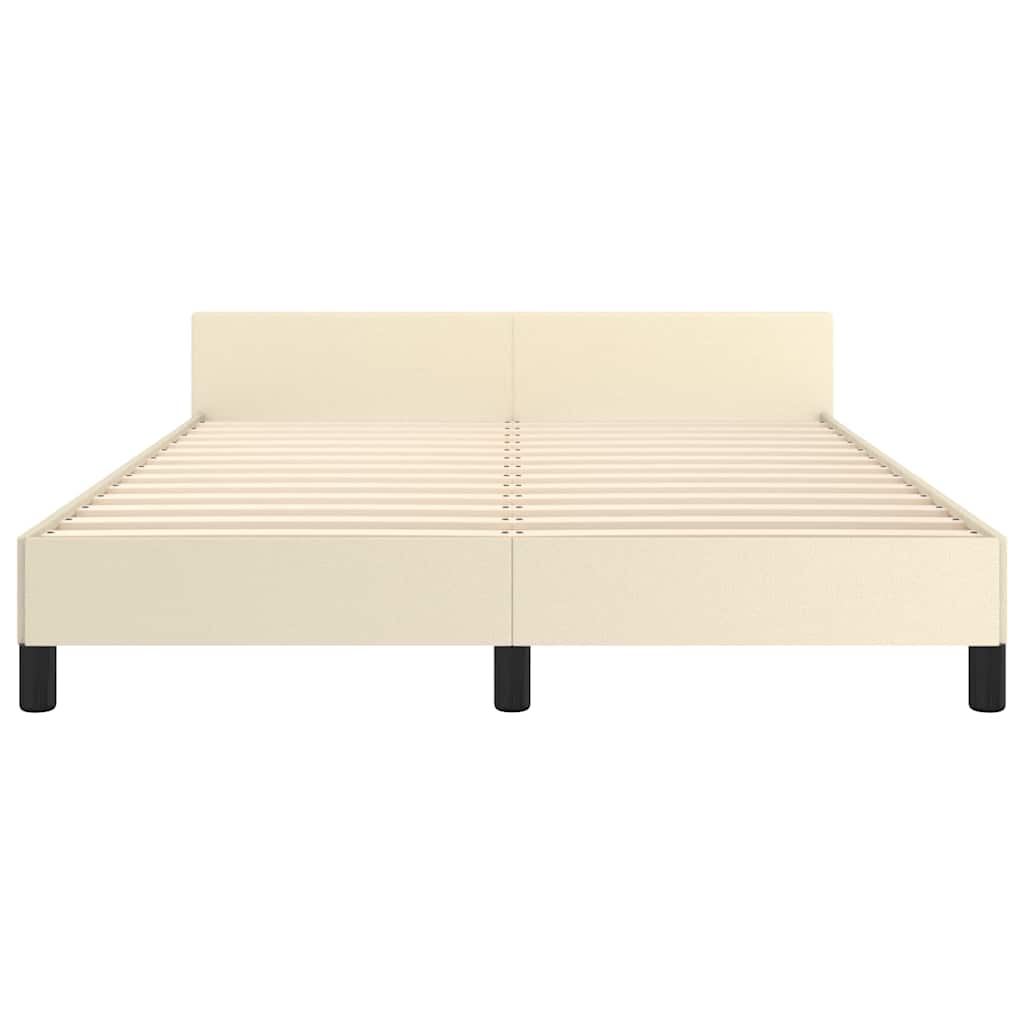 vidaXL Rama łóżka z zagłówkiem bez materaca, kremowa, 140x190 cm