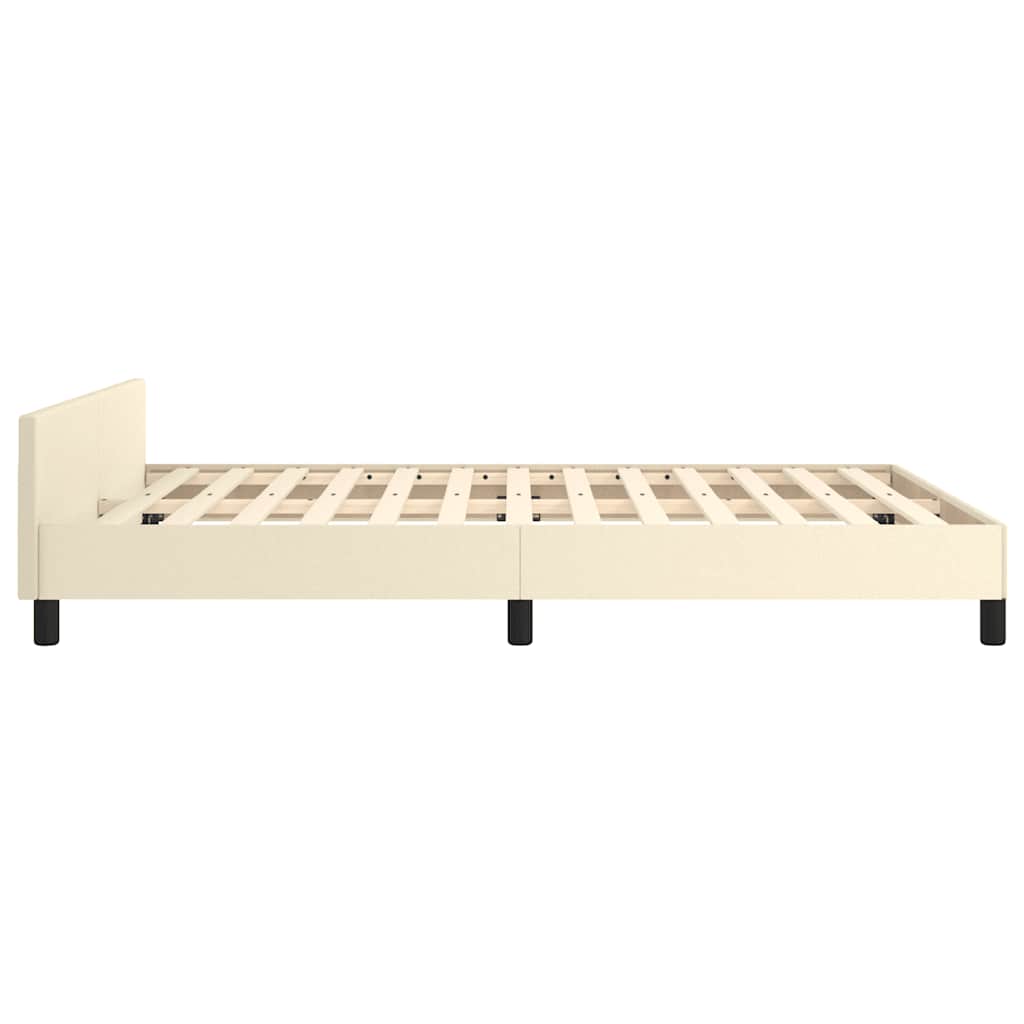 vidaXL Rama łóżka z zagłówkiem bez materaca, kremowa, 140x190 cm