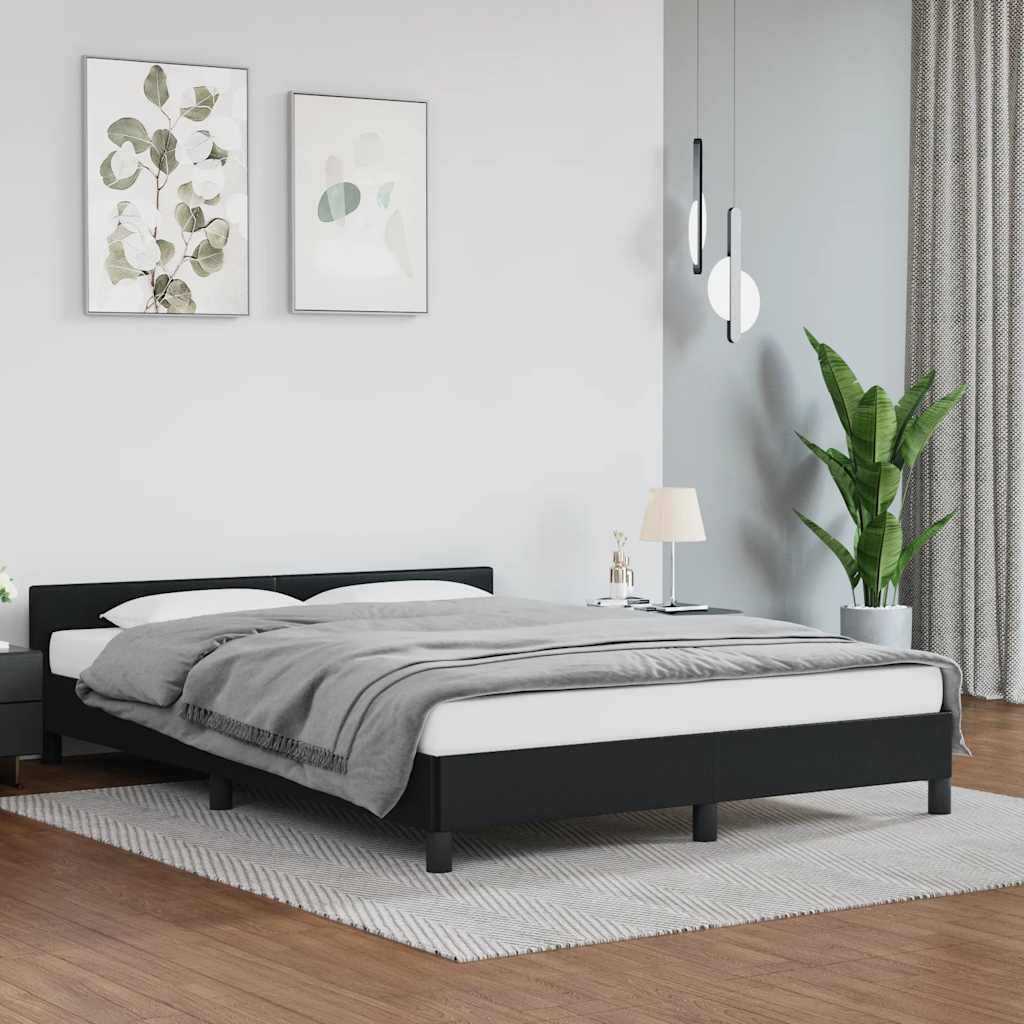 vidaXL Rama łóżka z zagłówkiem bez materaca, czarna, 140x200 cm