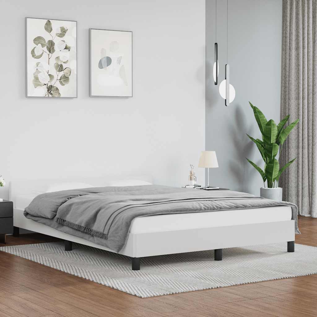 vidaXL Rama łóżka z zagłówkiem bez materaca, biała, 140x200 cm