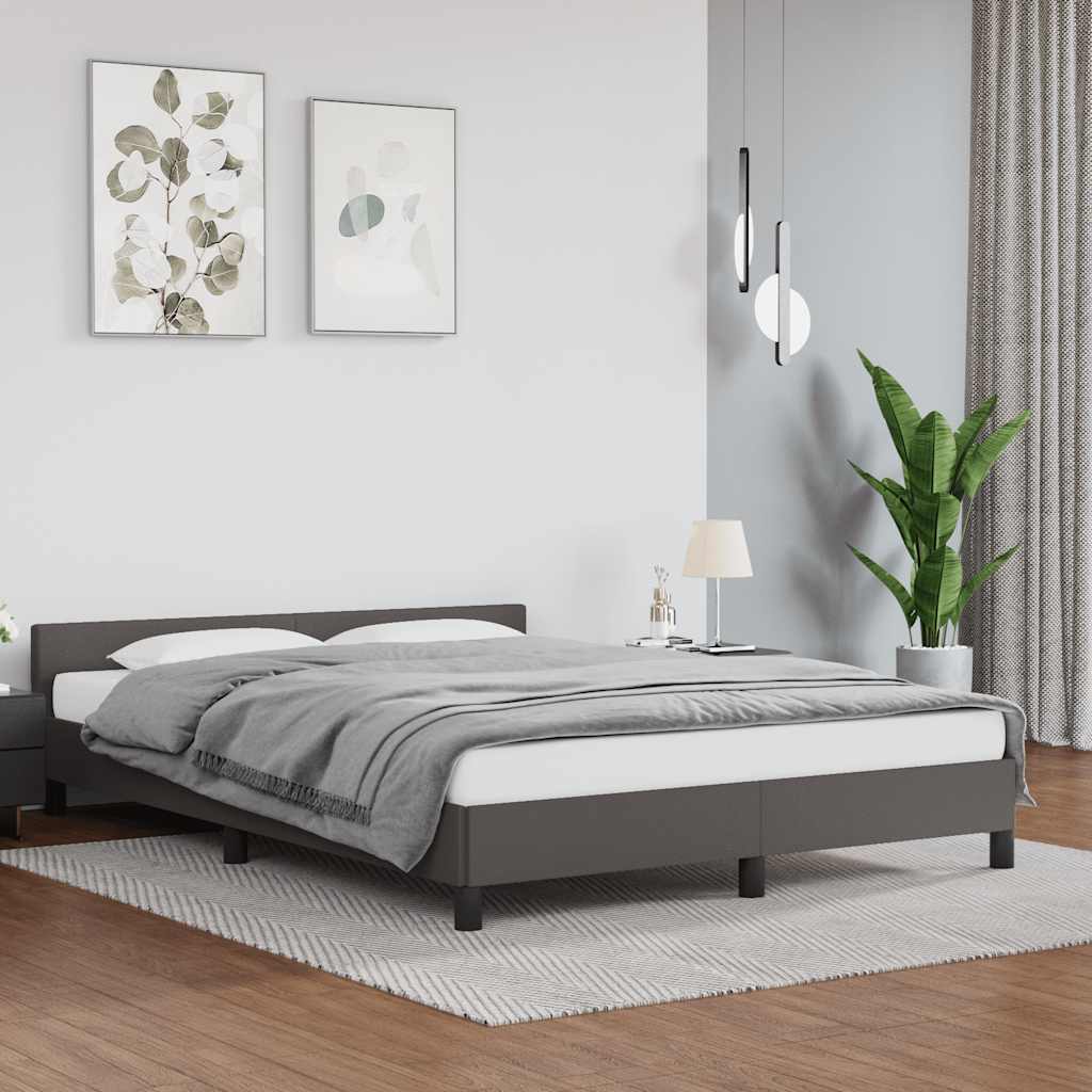 vidaXL Rama łóżka z zagłówkiem bez materaca, szara, 140x200 cm