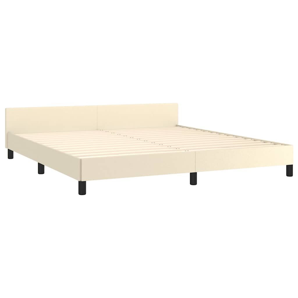 vidaXL Rama łóżka z zagłówkiem bez materaca, kremowa, 160x200 cm