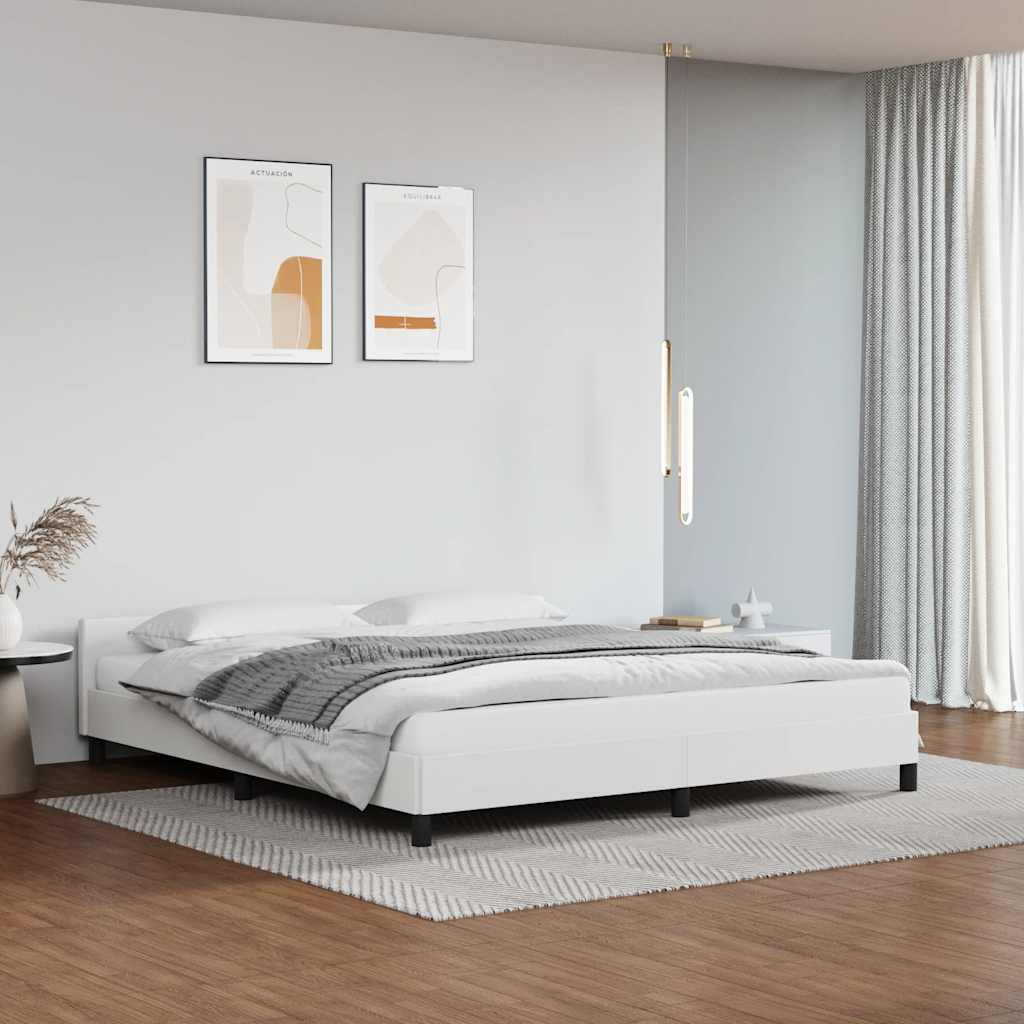 vidaXL Rama łóżka z zagłówkiem bez materaca, biała, 180x200 cm