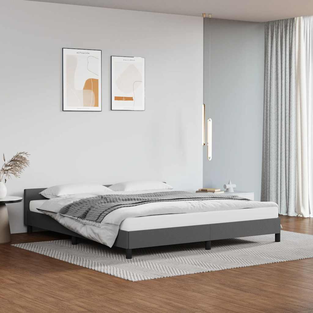 vidaXL Rama łóżka z zagłówkiem bez materaca, szara, 180x200 cm