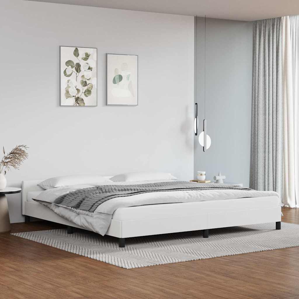 vidaXL Rama łóżka z zagłówkiem bez materaca, biała, 200x200 cm