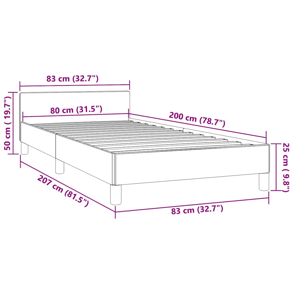 vidaXL Rama łóżka z zagłówkiem bez materaca, czarna 80x200cm aksamitna