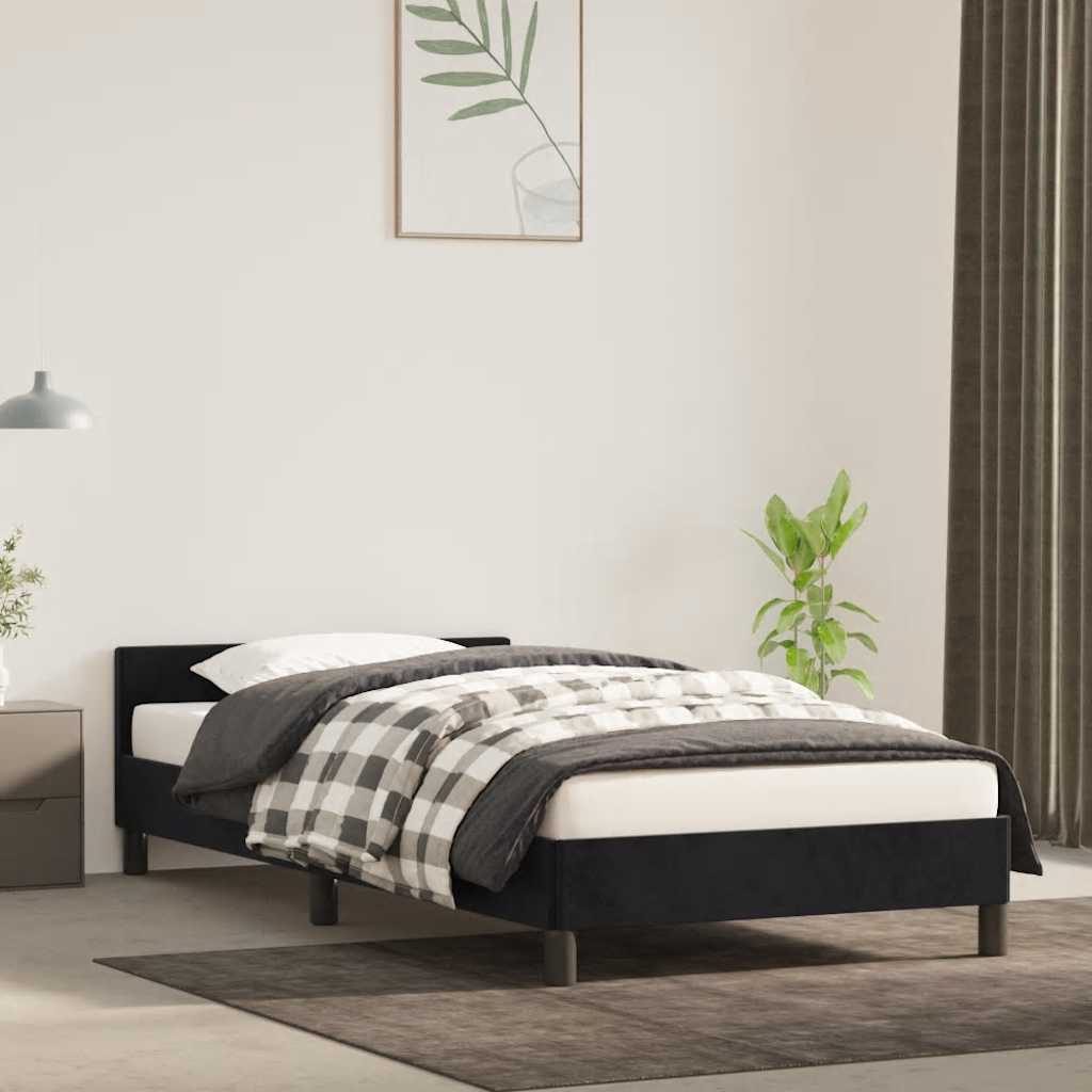 vidaXL Rama łóżka z zagłówkiem bez materaca, czarna 80x200cm aksamitna