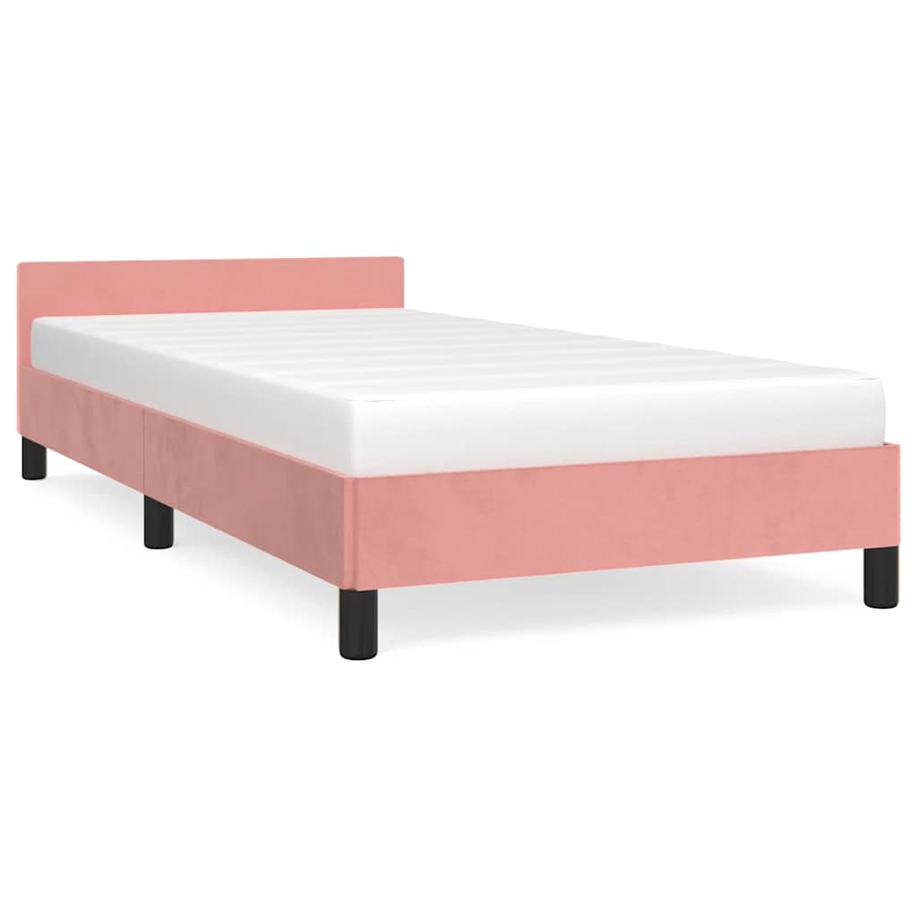 vidaXL Rama łóżka z zagłówkiem bez materaca, różowa 80x200cm aksamitna