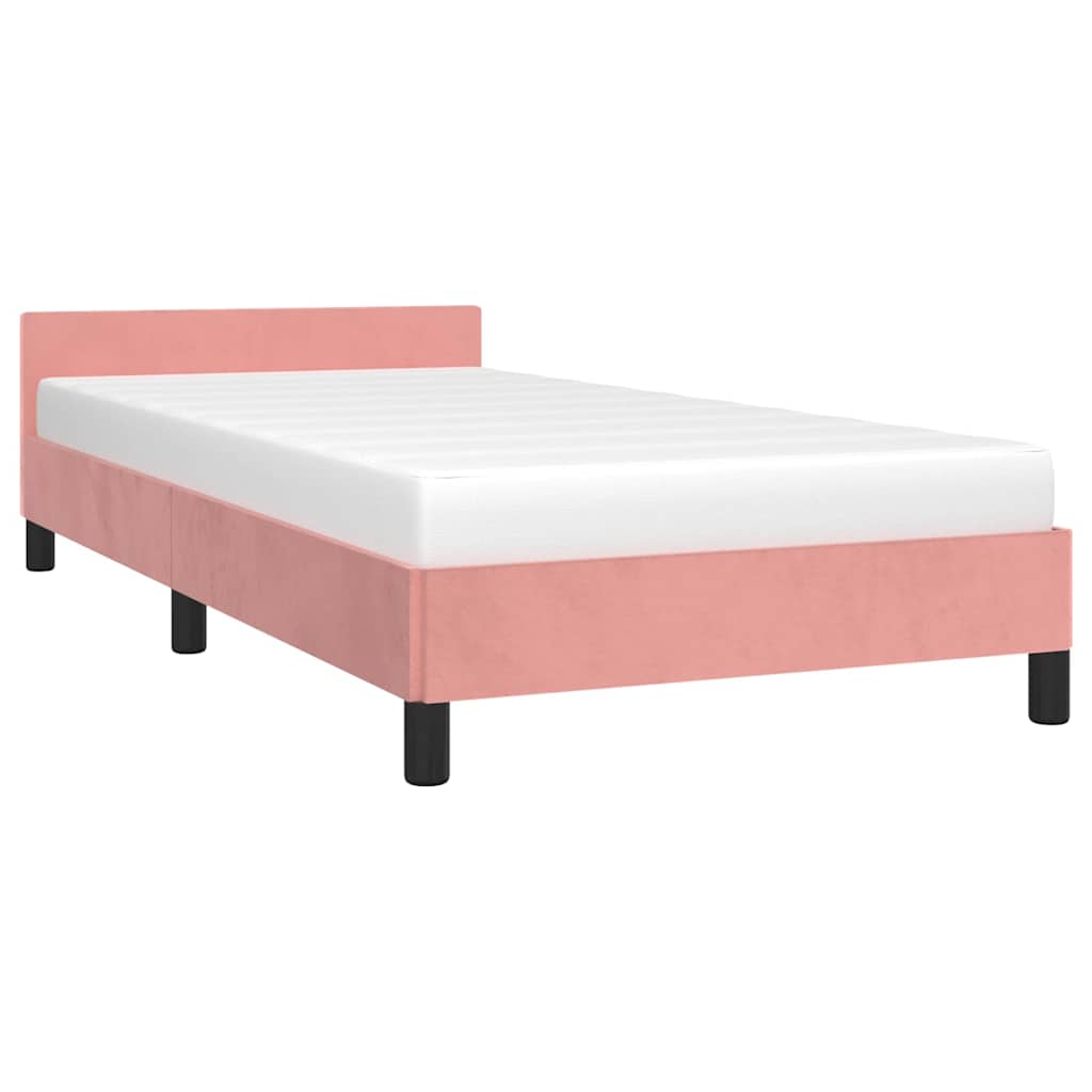 vidaXL Rama łóżka z zagłówkiem bez materaca, różowa 80x200cm aksamitna